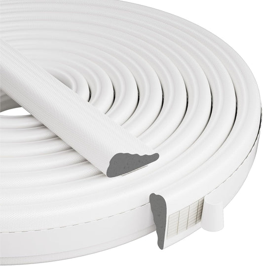 Wedge-Shape Window Weather Stripping Door Frame Seal Strip 118” White,Upgrade Black Foam,Soundproofing,Draft Stopper,Winter Insulation,Noise Blocker, Gap Filler for Exterior Front Door Side