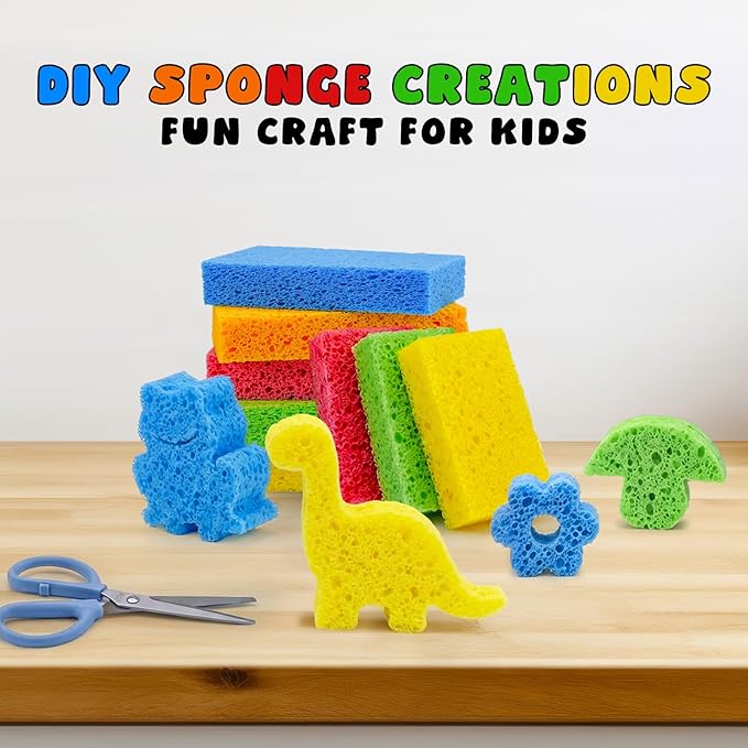Kitchen Sponges, 24 Count, Compressed Natural Cellulose Sponges, Non-Scratch for Dishes, DIY Fun, Biodegradable & Compostable