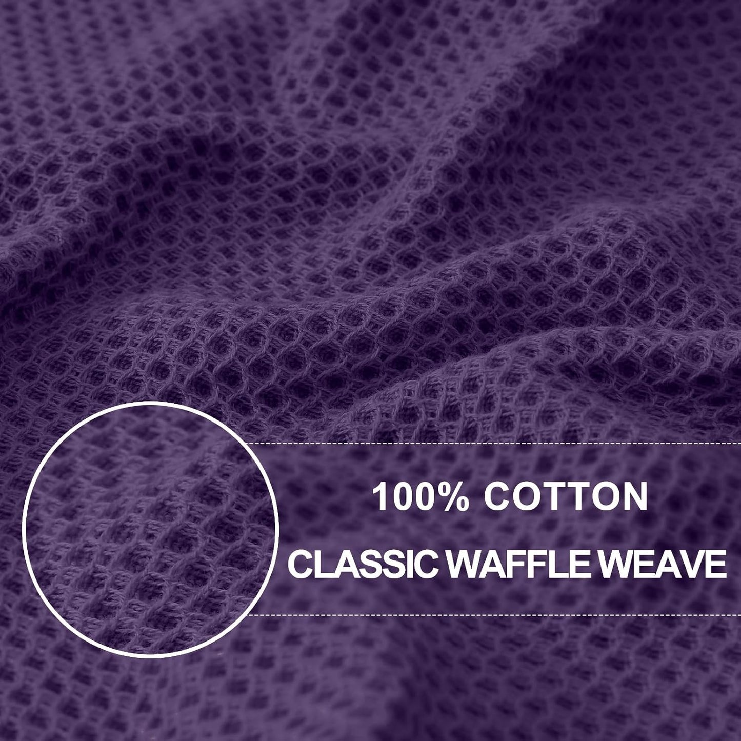 Homaxy 100% Cotton Waffle Weave Kitchen Dish Towels, Ultra Soft Absorbent Quick Drying Cleaning Towel, 13 x 28 Inches, 8-Pack, Eggplant