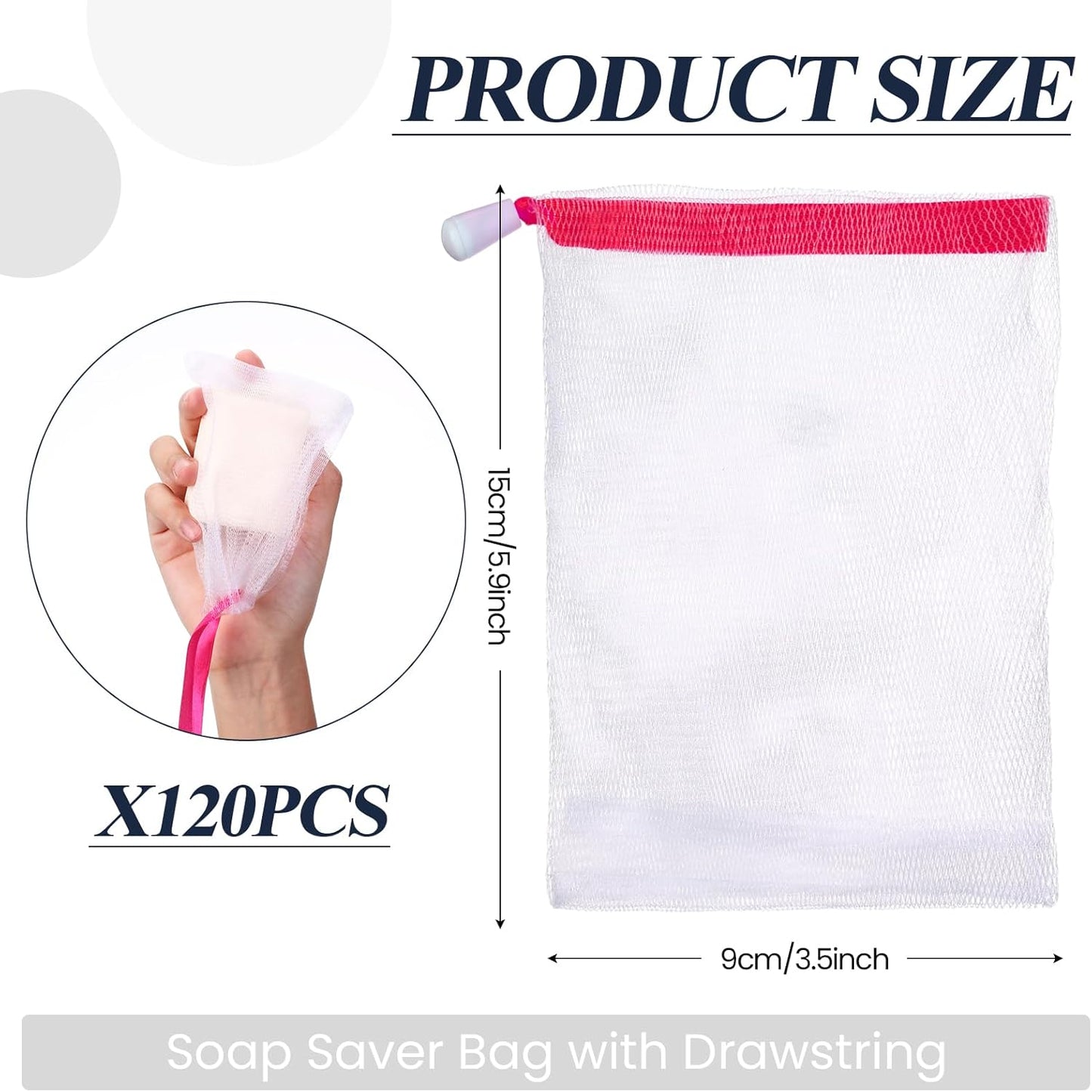 Hushee Soap Bag Bubble Mesh Bags Exfoliating Soap Pouch with Drawstring for Foaming Drying Easy Bubble Store