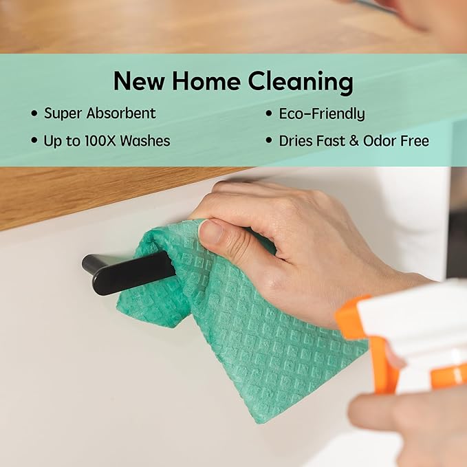 Swedish Dishcloths for Kitchen, 5 Pack Swedish Dish Cloths, Ultra Absorbent Reusable Paper Towels, Cellulose Sponge Cloths, Quick Drying, No Odor, Dishwasher Safe Green