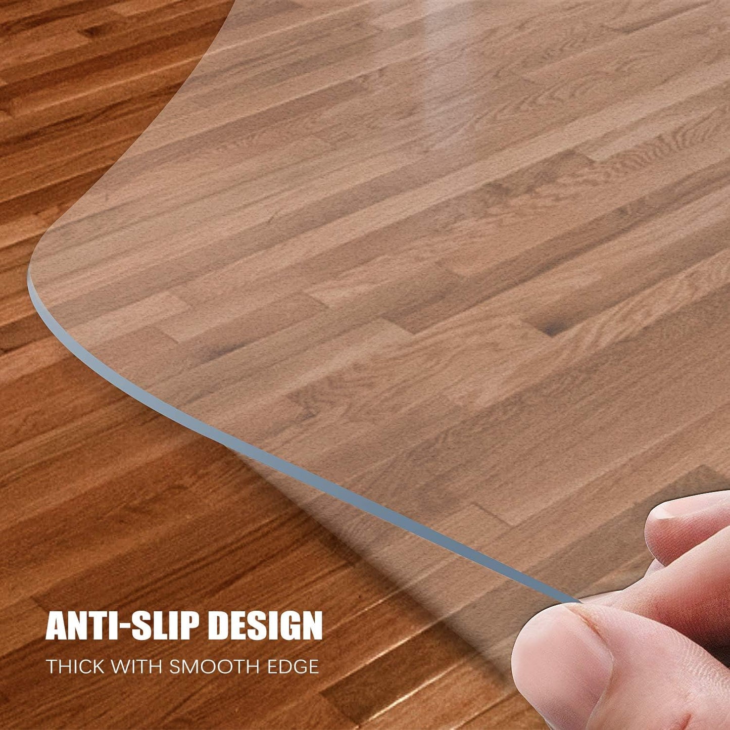 Kuyal Clear Chair Mat, Hard Floor Use, 57" x 44" Transparent Office Home Floor Protector mat Chairmats (57" x 44" Rectangle)