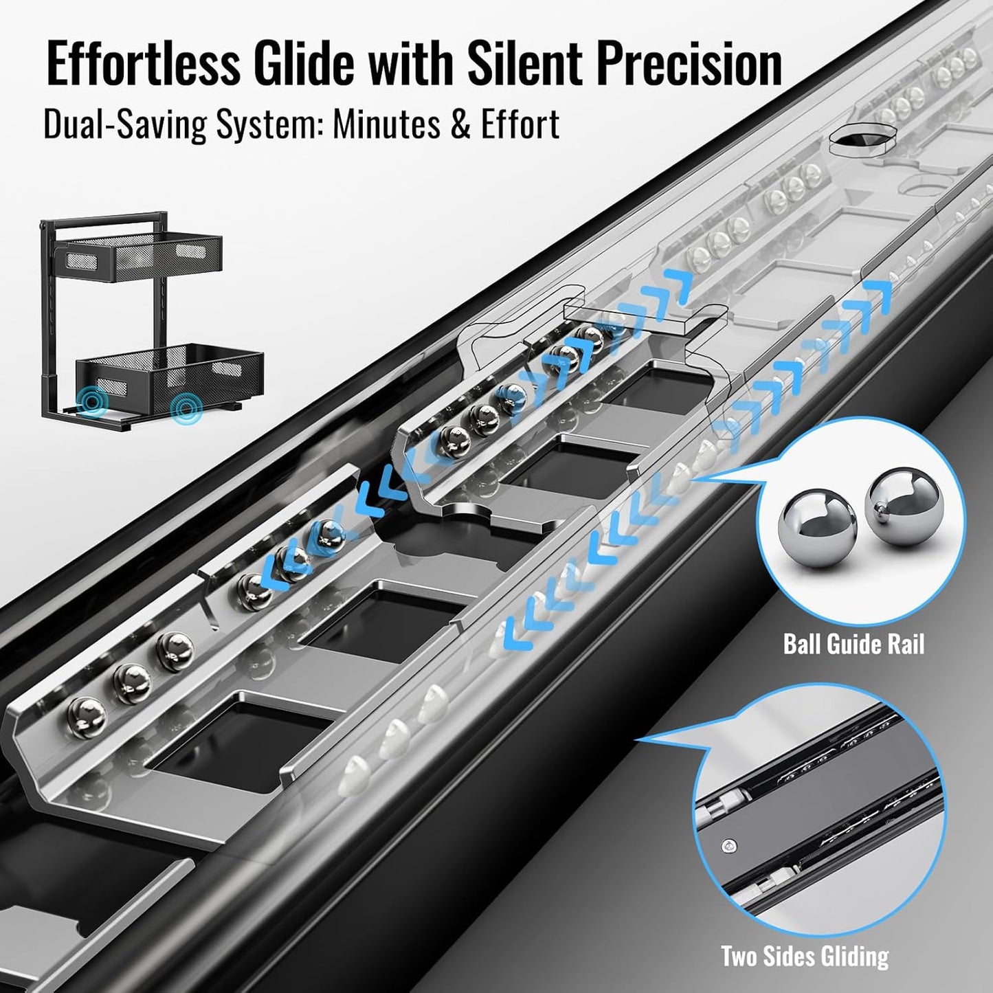 2 Pack Under Sink Organizer and Storage, Metal Under Kitchen Sink Organizer, Slide Out Bathroom Organizers and Storage, Undersink Organizers for Kitchen Bathroom Cabinet