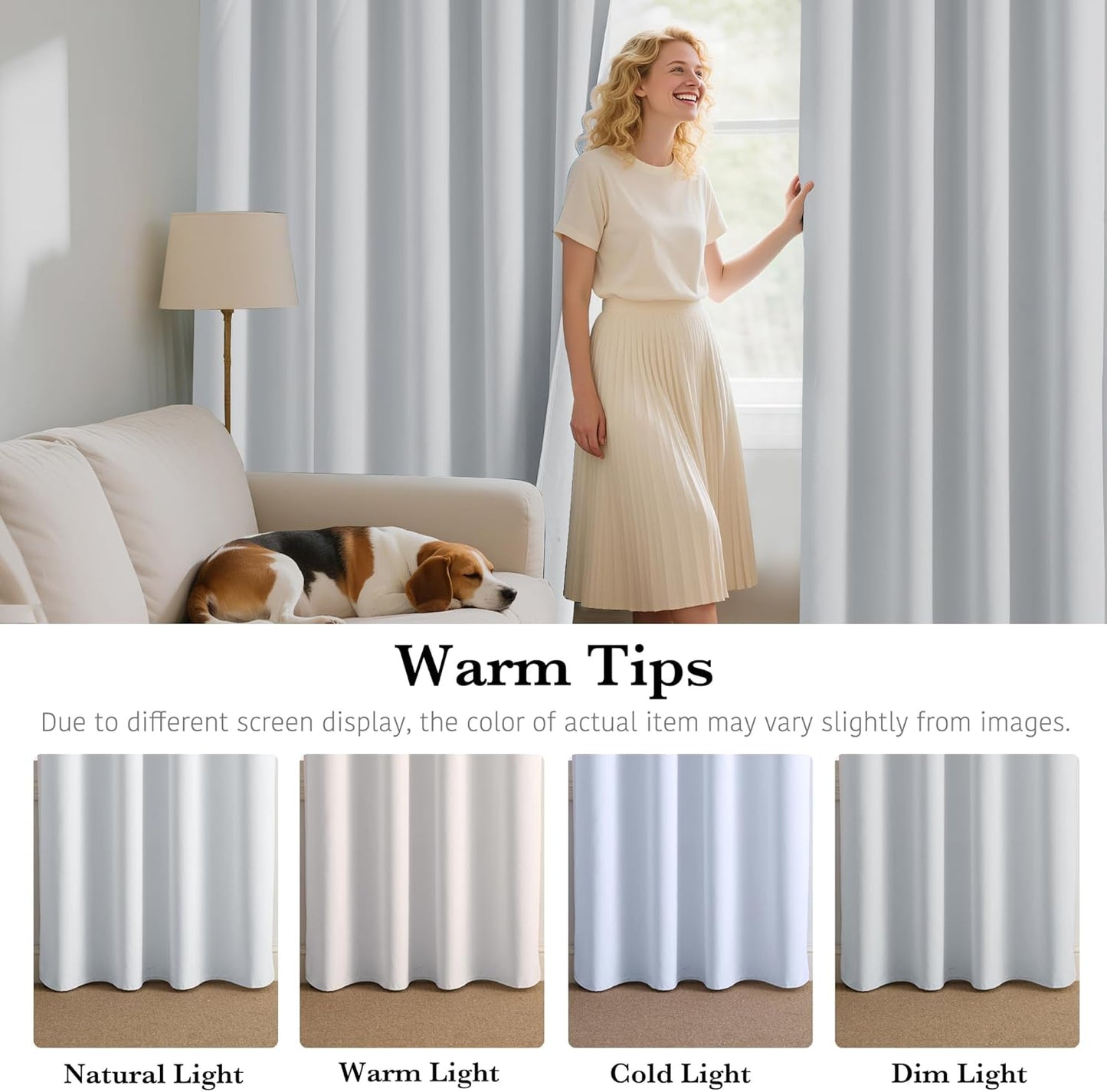 RYB HOME 100% Blackout White Short Curtains, Thermal Insulated Total Room Darkening Noise Reducing Curtains Tier for Cafe Kicthen Basement, 52 inches Wide by 36 inches Long