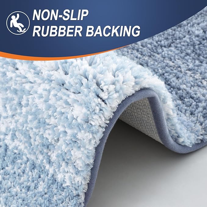 OLANLY Bathroom Rugs Mat 36x24, Extra Soft Absorbent Microfiber Bath Rugs, Rubber Backing, Quick Dry, Machine Washable Bath Mats for Bathroom Floor, Tub and Shower, Home Decor Accessories, Blue