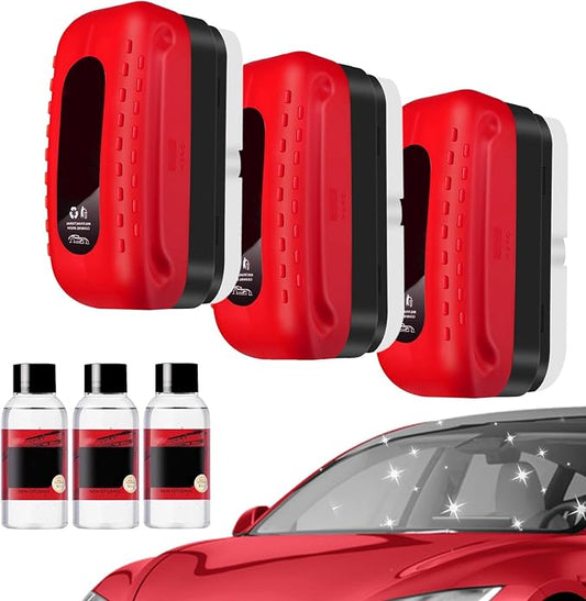 Car Glass Oil Film Cleaner, 2026 New Automotive Oil Film Cleaning Brush for Car Windows, Cars Window Glasses Cleaning Boar with Extra Cleaner, Universal Anti-Rain Fog Glass Brush (3)