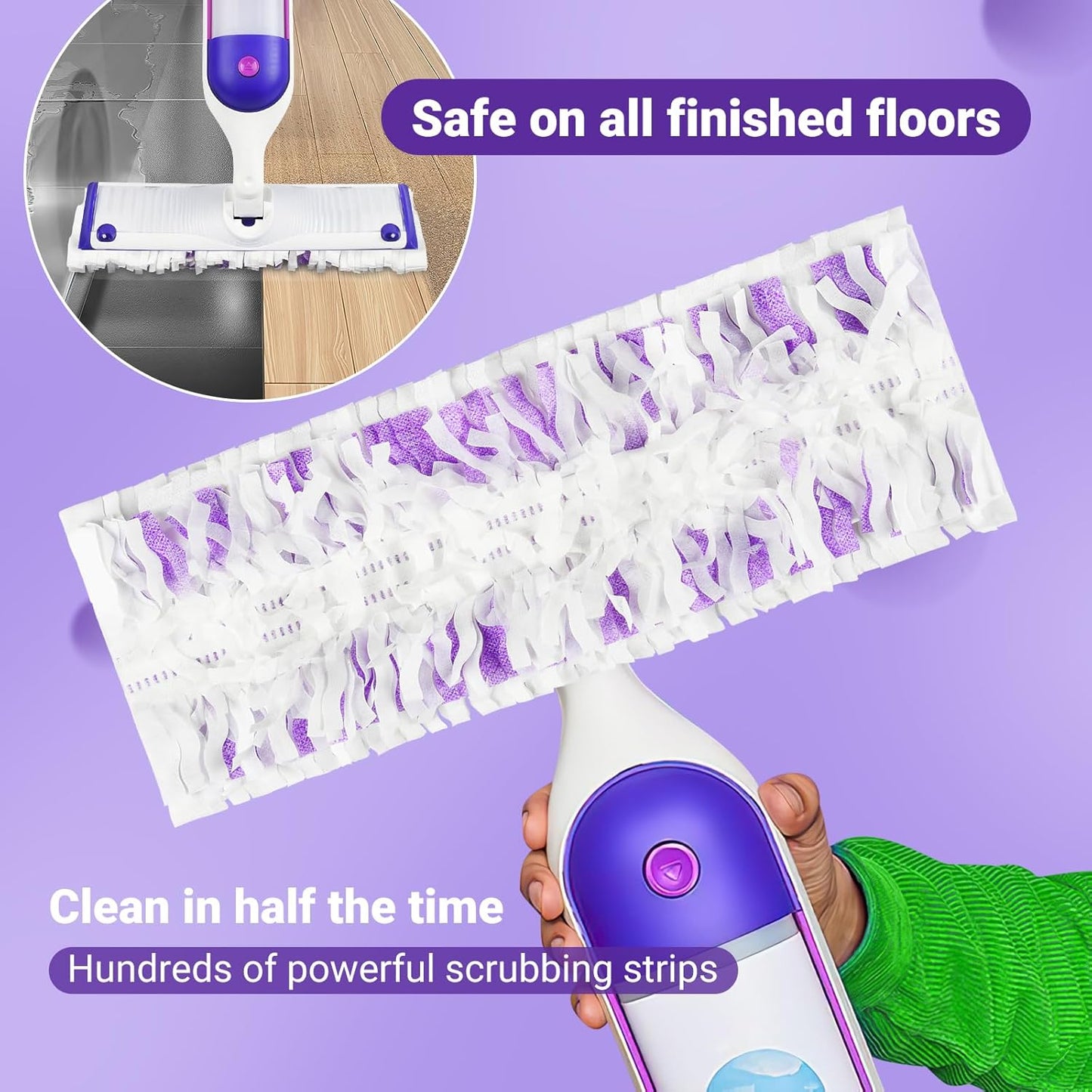 54 Count Disposable mop Pads Refills Compatible with Swiffer PowerMop Multi-Surface Mop and PowerMop Wood Mop, Replacement Pads Use for Floor Cleaning