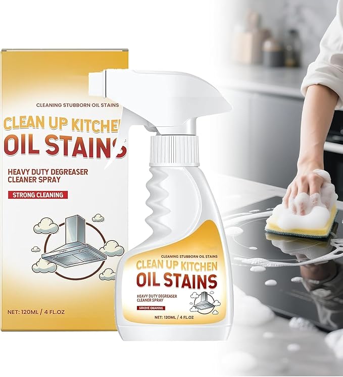 Grease Remover,Heavy Oil Stain Cleaner Kitchen,Clean Up Kitchen Oil Stains, 2025 Upgrade Cleaner Spray Degreaser Cleaner, Grease Remover for Pot, Stoves and Range Hoods (1)