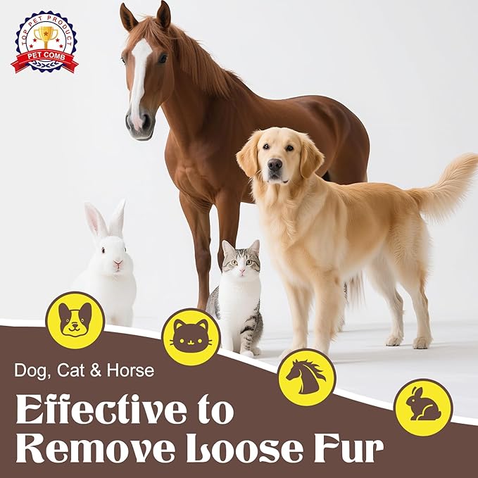 Self Cleaning Dog Brush for Shedding - Bristle Brush and Long/Short Needles Design, Skin Friendly, Slicker Deshedding Dog Brush, Hair Removal for Long & Short Haired Pets (Brown)