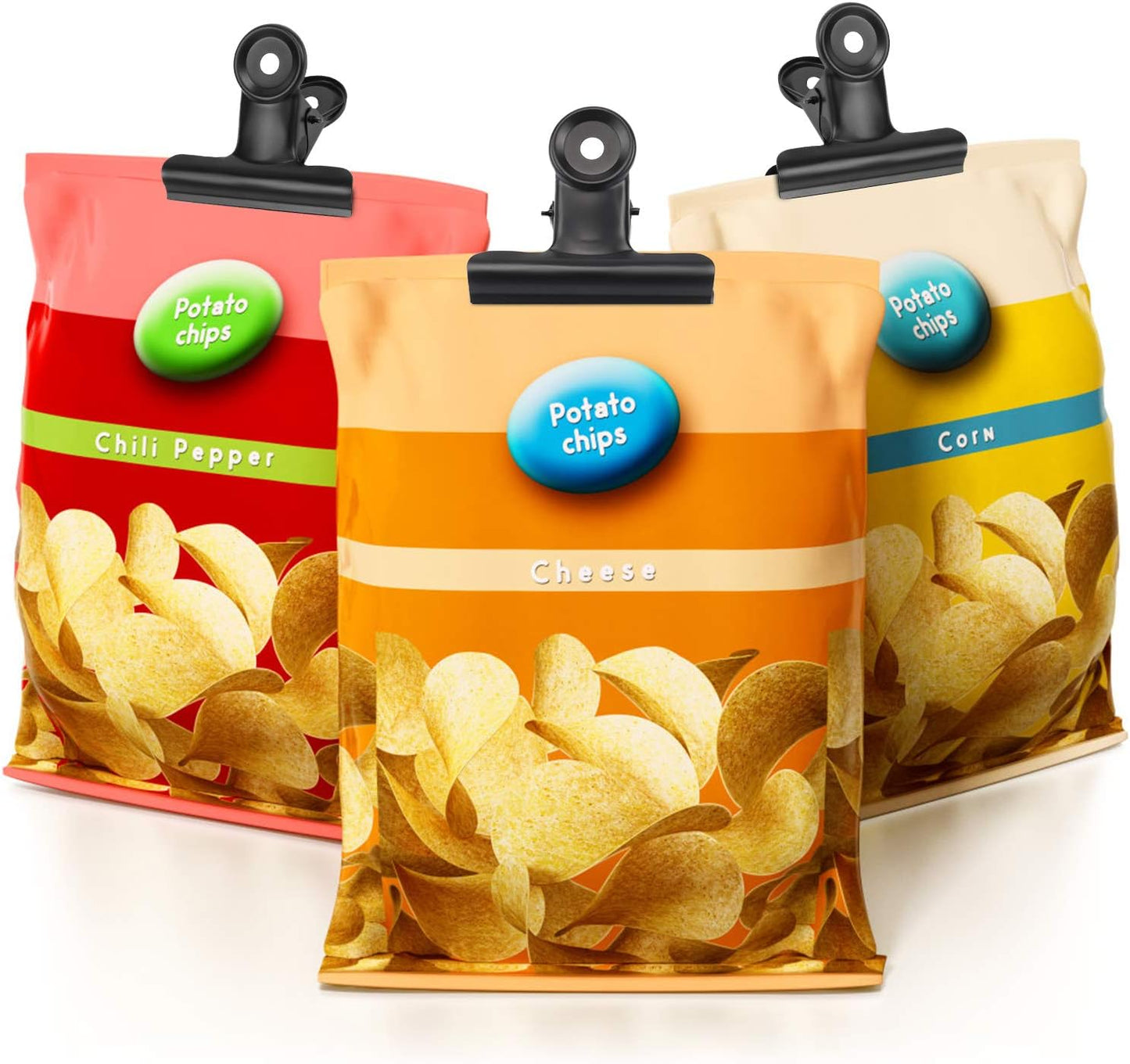 10 Pack Bulldog Clips 2.5 Inches Large Hinge Paper Clips Metal Hinge Clips for Crafts, Food Bags, Drawings, Photos at Home Kitchen & Office Usage, Black, 63mm