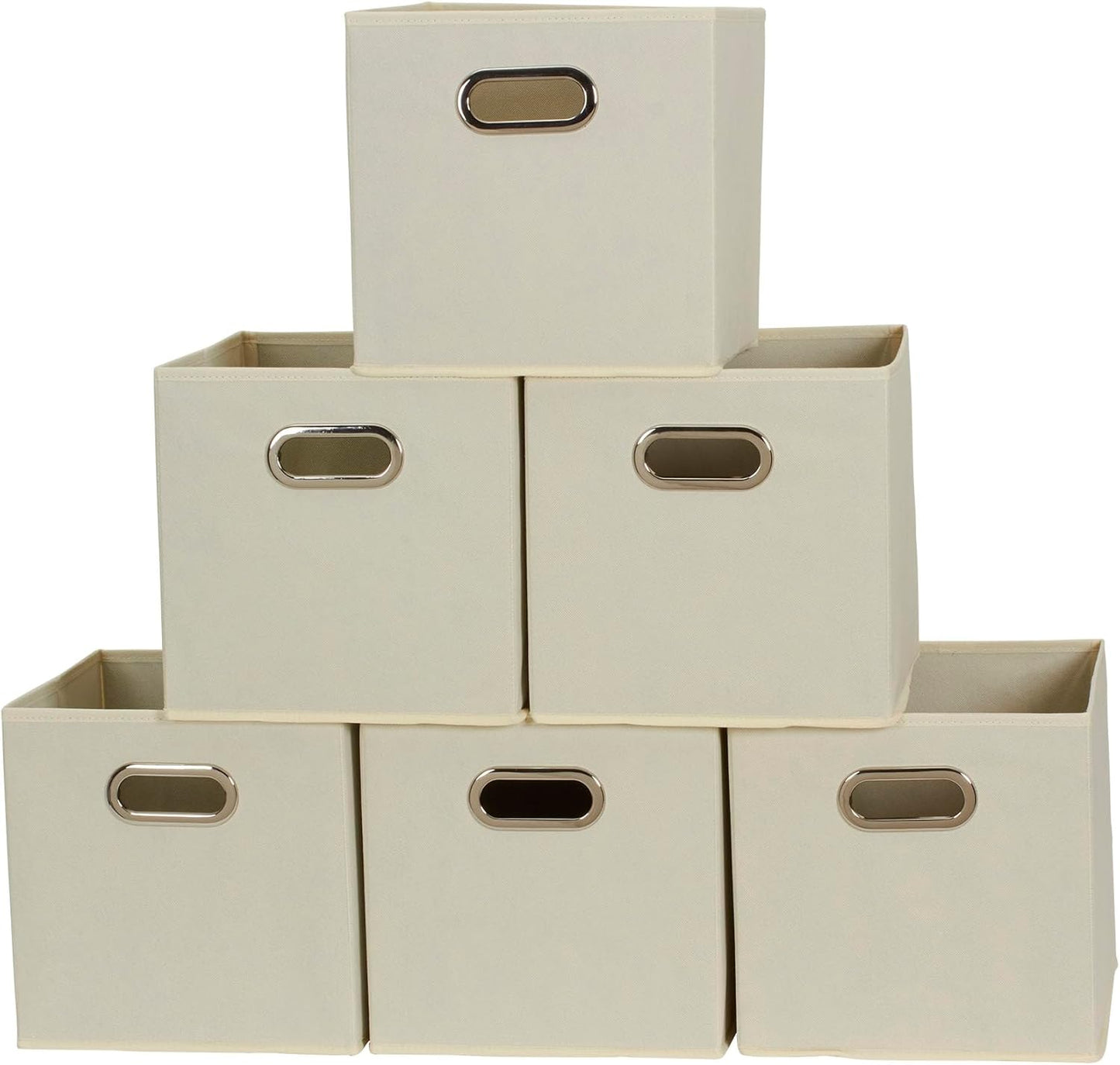 Household Essentials 82-1 Foldable Fabric Storage Bins | Set of 6 Cubby Cubes with Handles | Natural