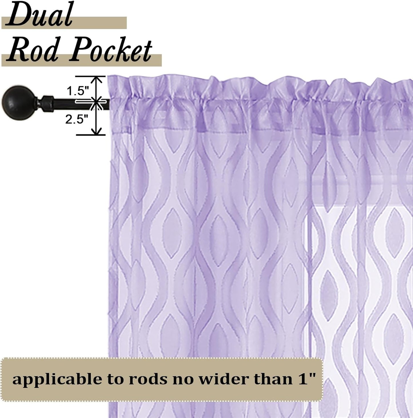 Aiyufeng Lavender Sheer Curtains Tiers 36 Inch Length, Light Filtering –  Mop and Plus, image size:1445x1463