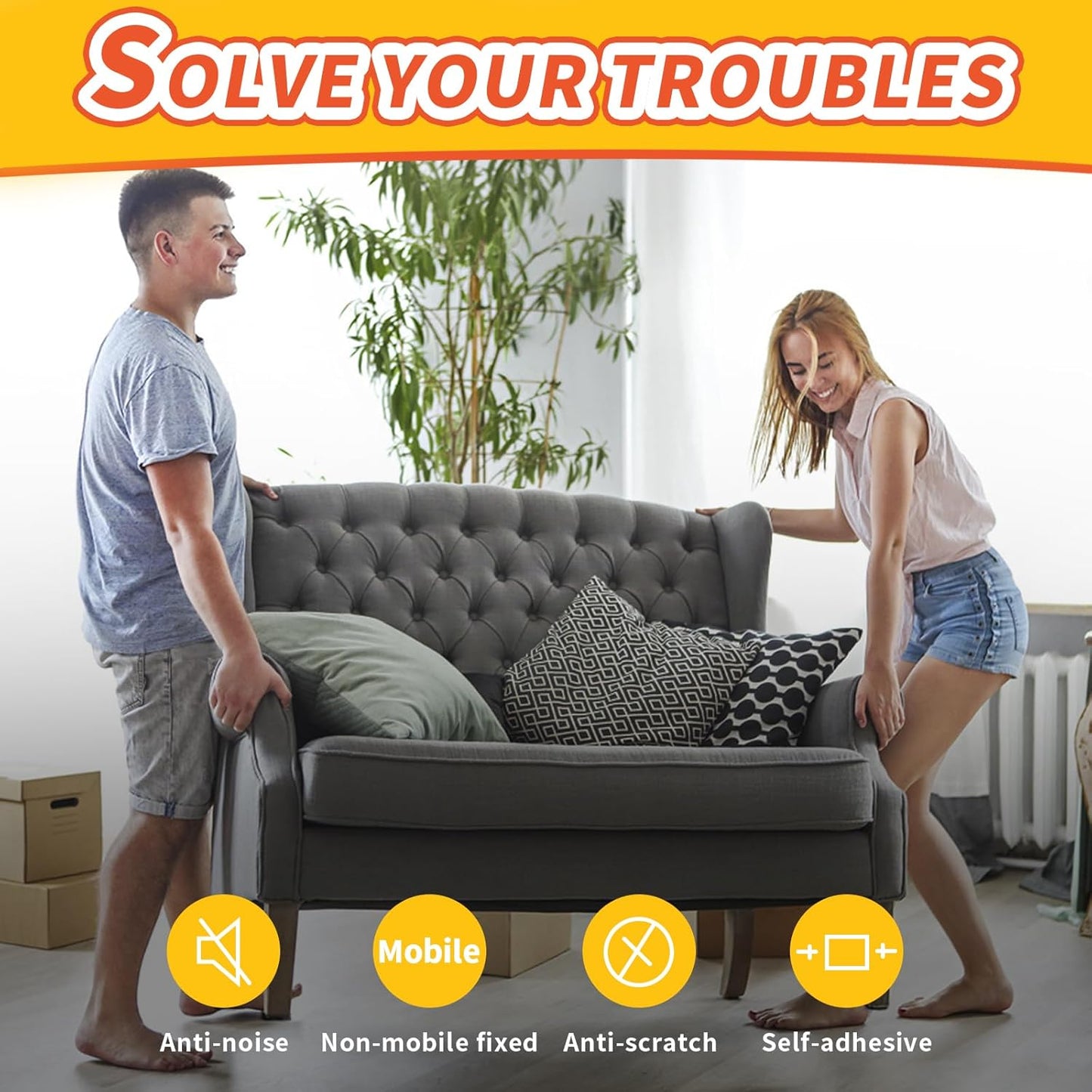 Felt Furniture Pads, Non Slip Self Adhesive Cuttable Felt Tape Brown Heavy Duty Felts Strip Roll for Protecting Hardwood Floors Chair Wall Protector (40 x 5 x 0.12 Inch, 2 Pack)
