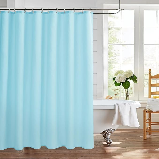 Nasitos Fabric Shower Curtain Liners 4 Pack - W72 x H72 - Washable & Water Resistant Cloth Shower Liner for Bathroom, Soft Hotel Quality, Standard Size (Blue, Include 8 Separate Magnets)