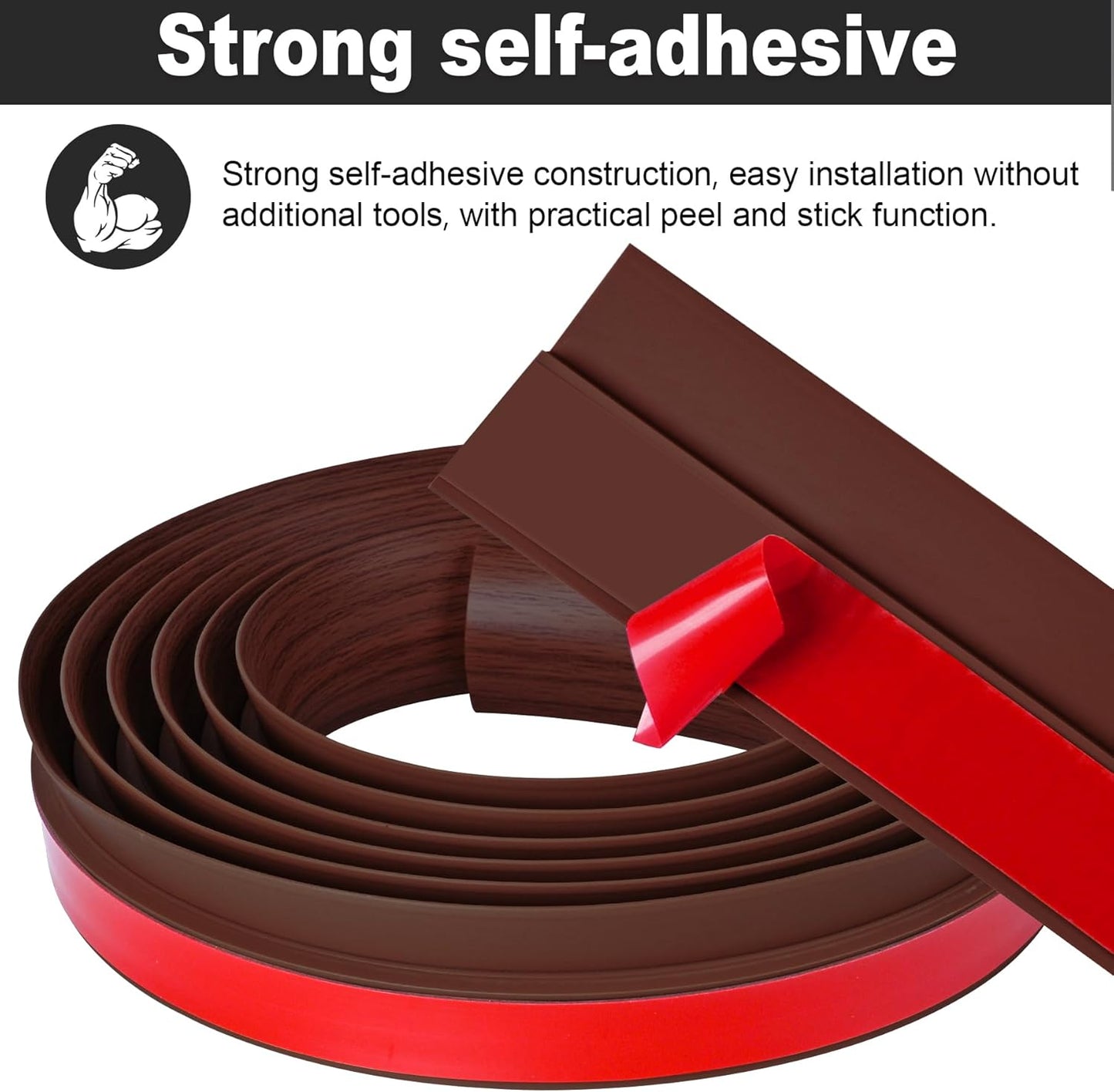 3.3Ft Carpet Floor Transition Strip, Self Adhesive Floor Edging Trim Strip for Doorway, PVC Floor Divider Threshold Cover Suitable for Threshold Height Less Than 5 mm - Red Wine