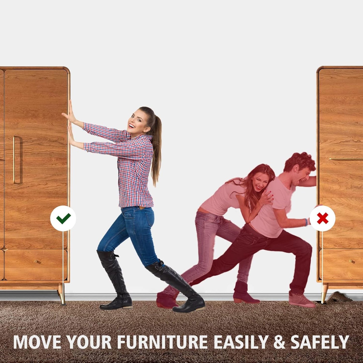 Square Furniture Sliders for Carpet, 24pcs 3 inch Heavy Duty Furniture Moving Pads, Reusable Furniture Movers Sliders - Protect The Carpet Surface, Move Heavy Furniture Easy and Quickly!