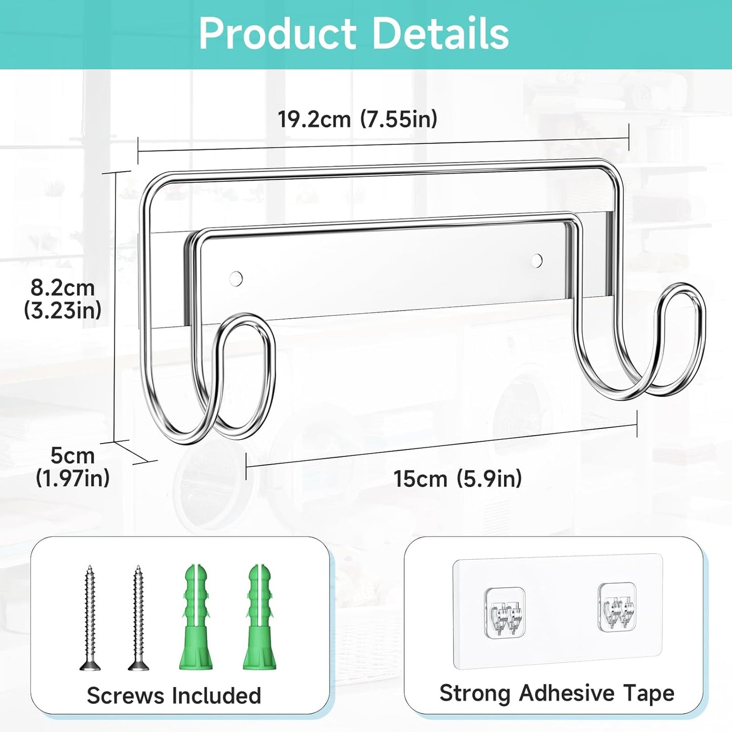 Ironing Board Hanger Wall Mount, Ironing Board Holder for T or Y Leg, Stainless Steel Iron Board Hanger, Laundry Room Wall Hook for Iron Board Holder