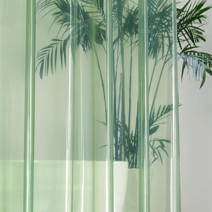 UFRIDAY Green Clear 72 x 84 Shower Curtain Liner,Extra Long Clear Shower Curtain Liner 84 inches Long,12 Rust Resistant Metal Grommets, 5 Weighted Magnet Hem