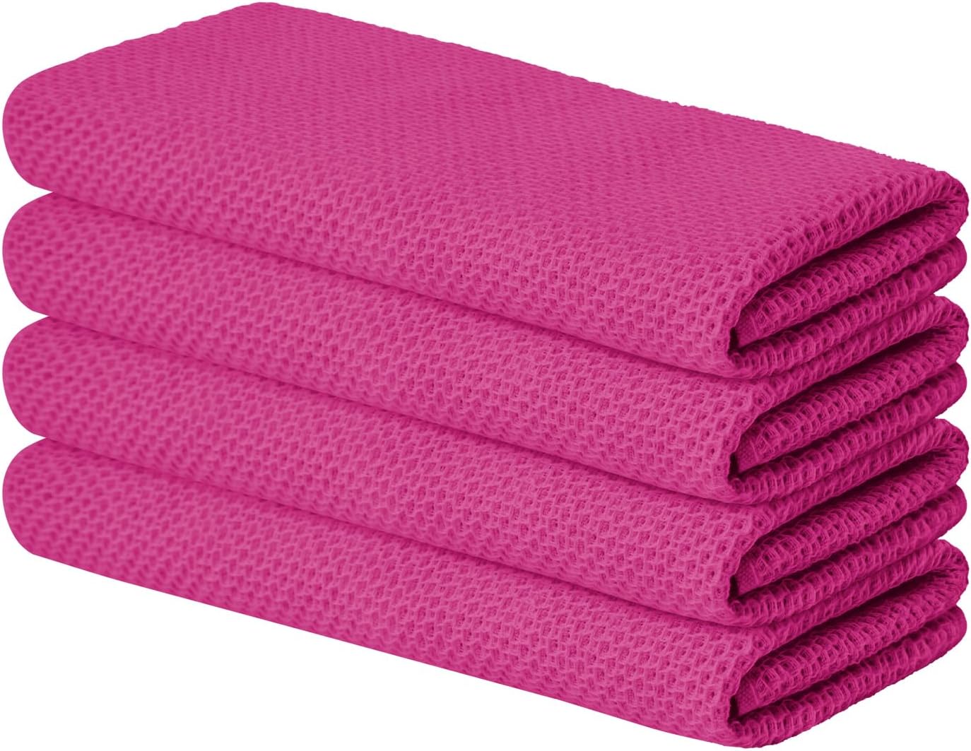 Artoid Mode 100% Cotton Rose Red Waffle Weave Kitchen Dish Cloths, 13x28 Inch Ultra Soft Absorbent Quick Drying Kitchen Dish Towels Set of 4