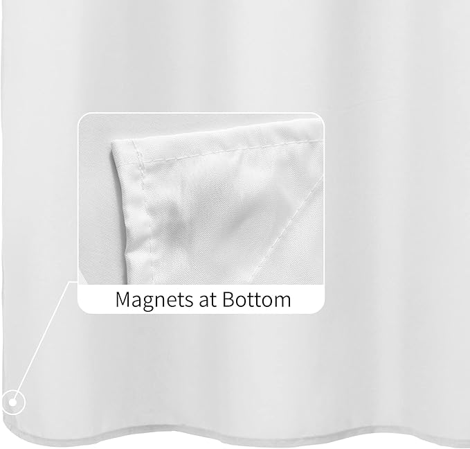ALYVIA SPRING Extra Long Fabric Shower Curtain Liner Waterproof - 72" x 90", Soft & Lightweight XL Shower Curtain with Magnets, Machine Washable - 72x90, White