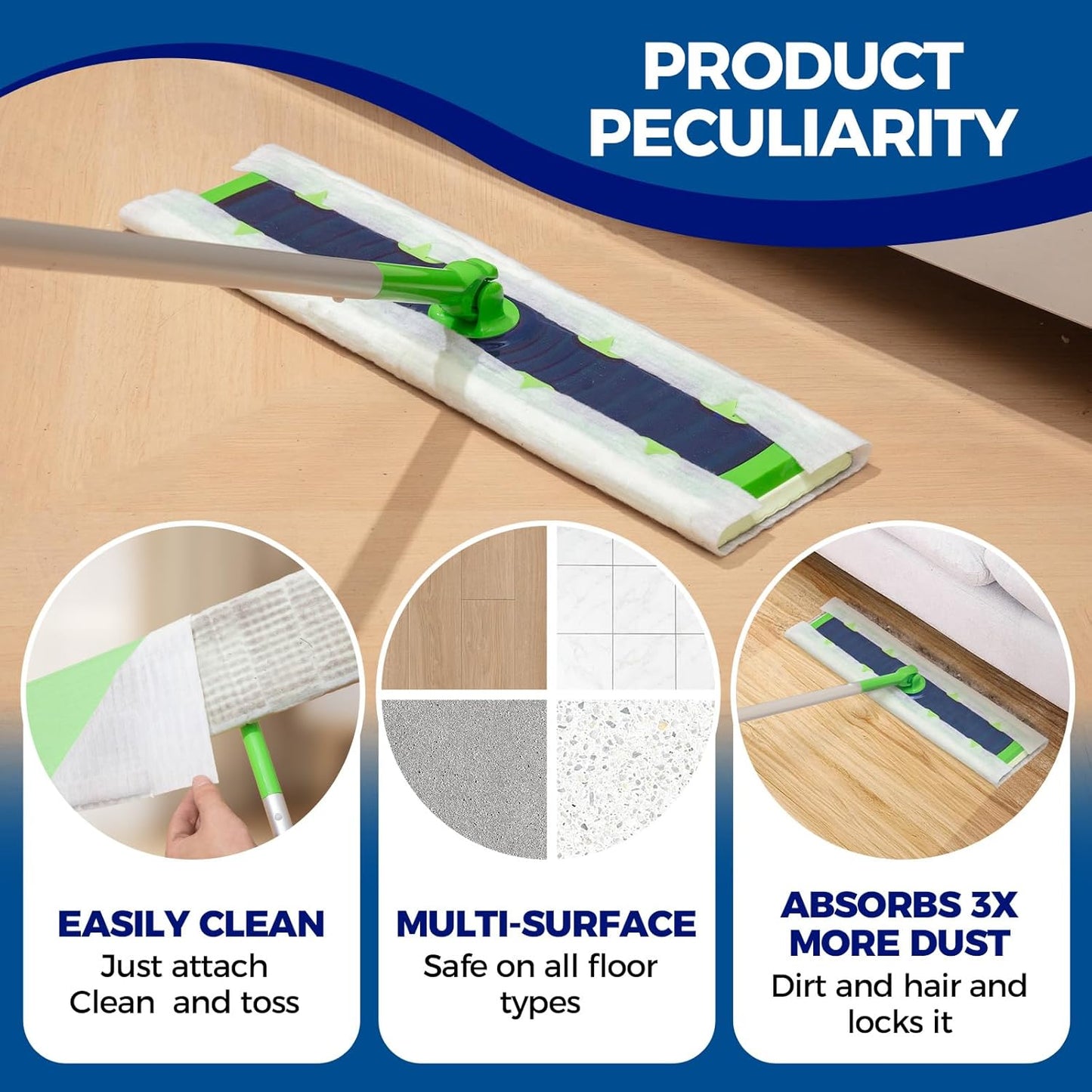 XL Dry Mop Refills Dust Sweeping Cloths Disposable Mop Pads for XL Sweeper X Large Floor Cleaning Mop Refills, 9.84x17.71 Inch, 40 Count