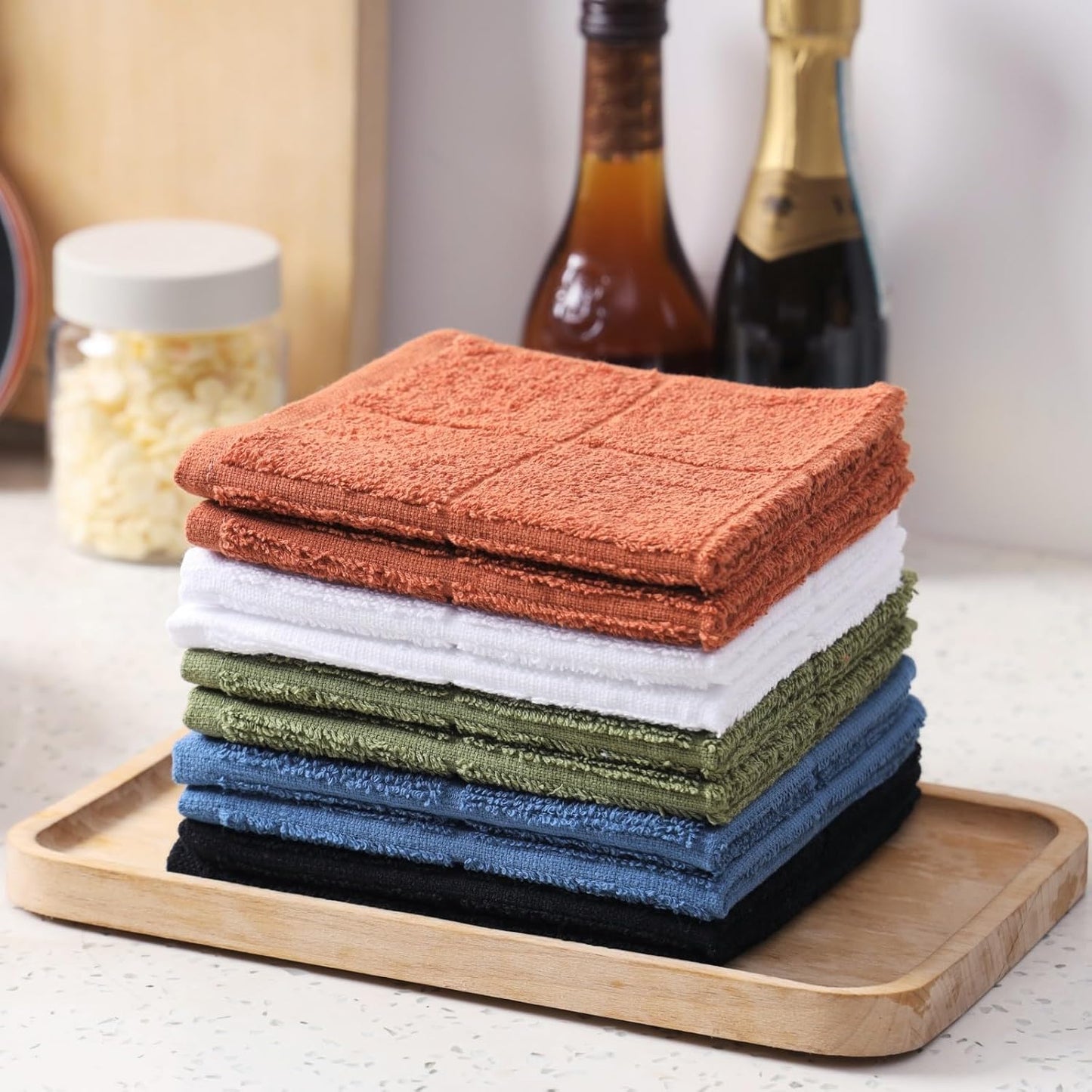 Glynniss Dishcloths Kitchen Highly Absorbent Dish Rags 100% Cotton Dish Cloths for Washing Dishes, Cleaning (Middle Blue, 11x11)