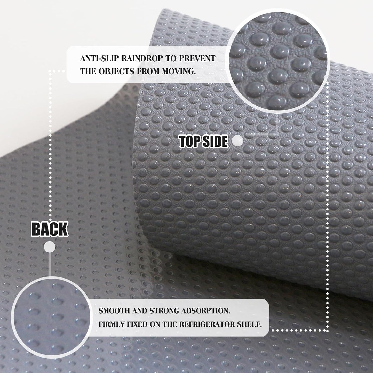 10Pcs Refrigerator Liners, Washable Fridge Liner Shelf Mats Refrigerator Pads for Cupboard Cabinet Drawer Home Kitchen Accessories Organization (Grey)