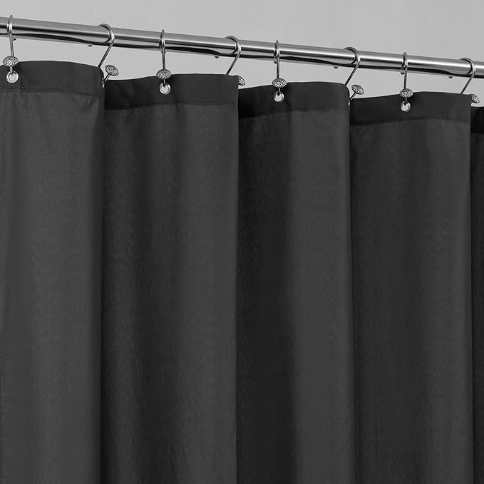 ALYVIA SPRING Long Fabric Shower Curtain Liner Waterproof - 72" x 74", Soft & Lightweight Longer Shower Curtain with 3 Magnets, Machine Washable - 72x74, Black