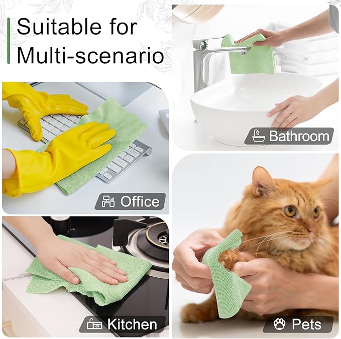 Homaxy Tear Away Dish Cloths Rolls, 40 Sheets-11.8" X 11.8", Reusable Washable Dish Towels for Kitchen, Ultra Absorbent and Quick Drying Microfiber Cleaning Rags, Green