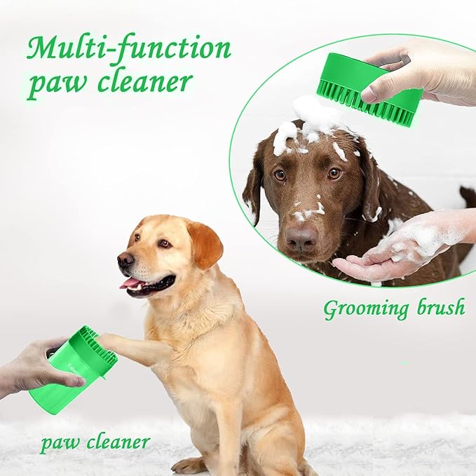 Dog Paw Cleaner & Washer for Large/Extra Large Breeds - Muddy Paws Easy Cleaning Cup for Big Dogs - Includes 3 Absorbent Towels(Green)