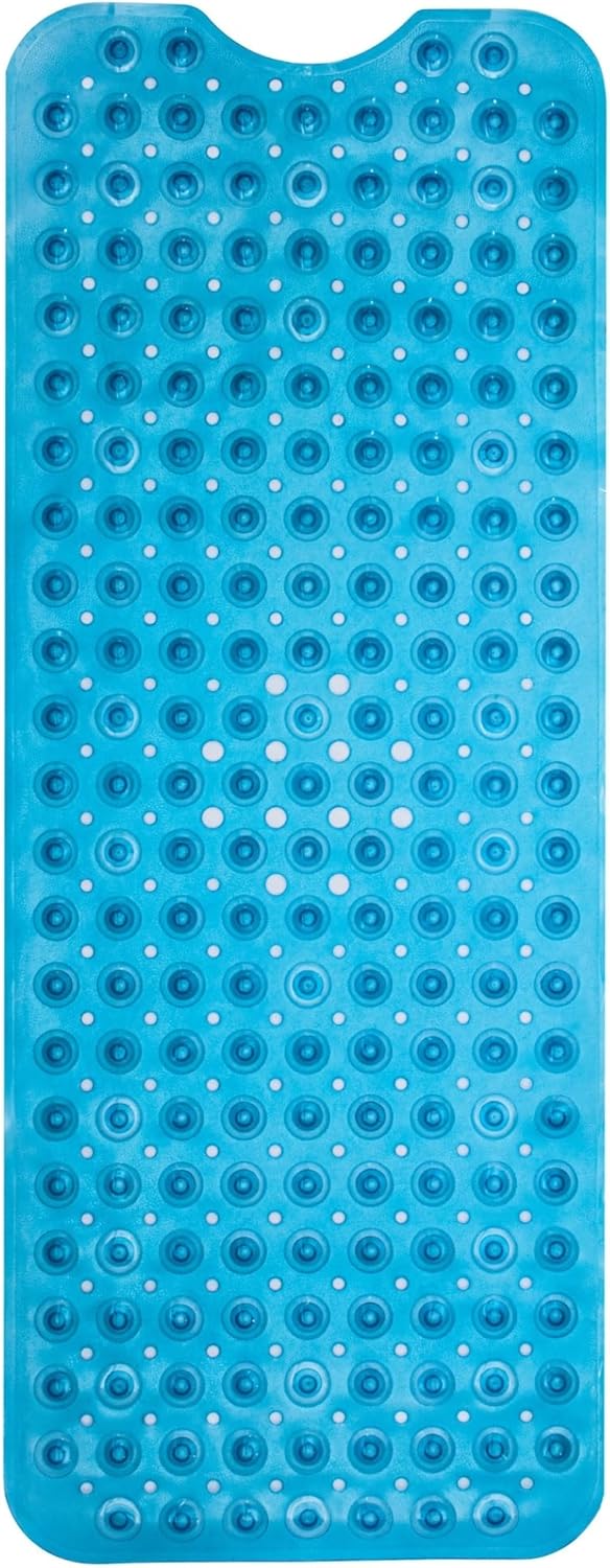 ENKOSI Bath Mat - Large Non Slip Bathtub & Shower Mat - Extra Long 40 x 16 Inch Bathroom Mats for Tub Nonslip Anti Slip Bathmats (40x16 Clear Blue 1-Pack)