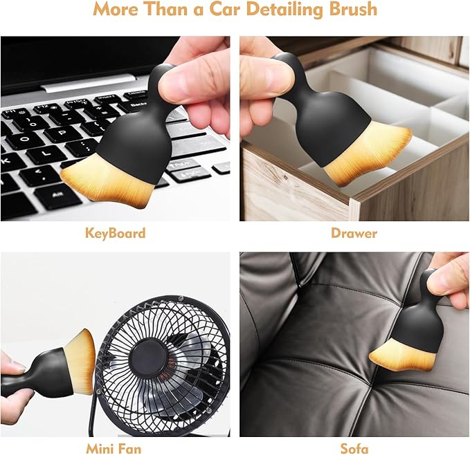 Car Interior Cleaning Brush Car Duster Interior with Ultra Soft Bristles Auto Detailing Brushes Dusting Car Accessories for Dashboard, AC Vents, Leather, Scratch-Free (1Pack)