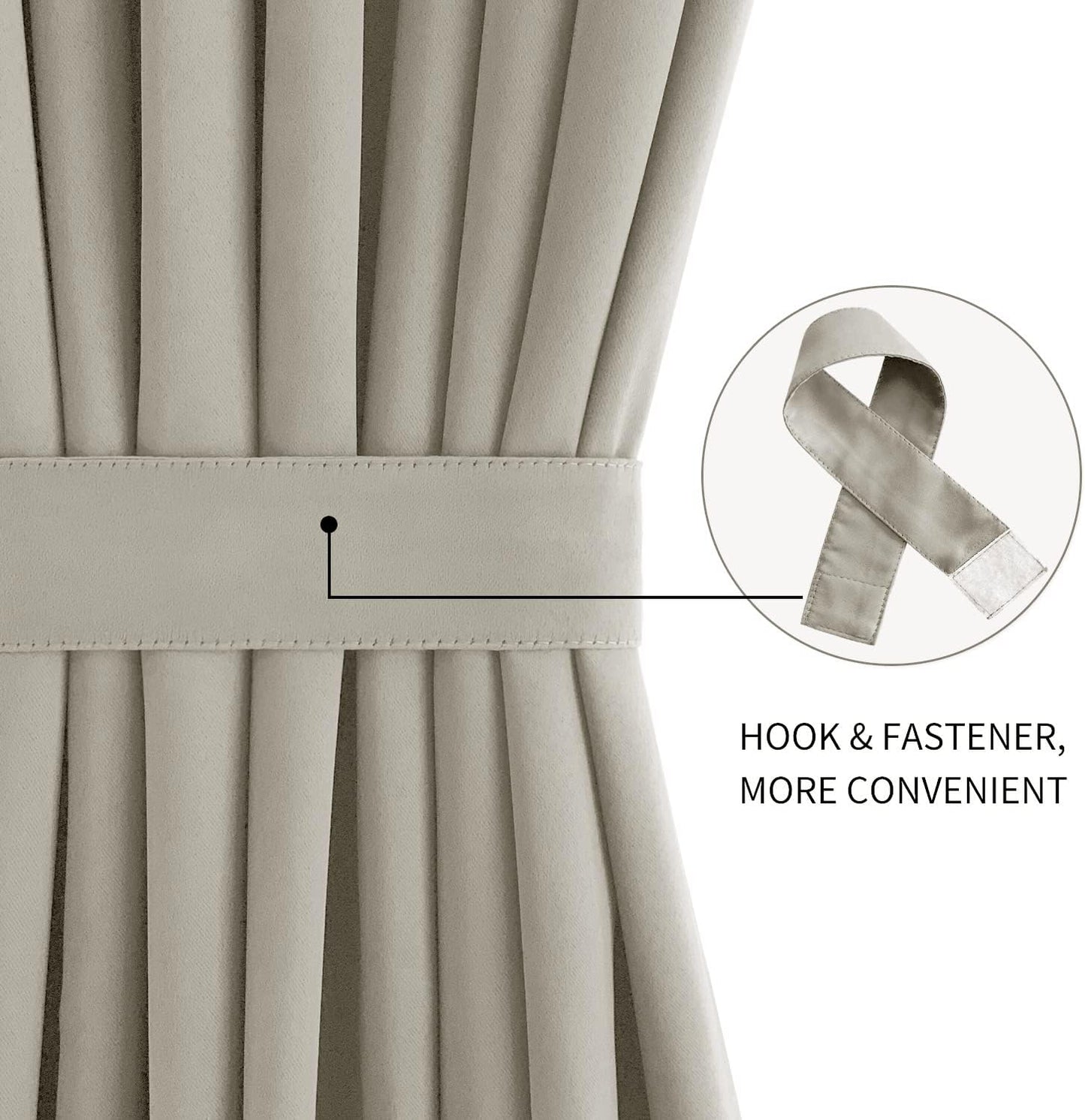 DWCN French Door Curtains – Rod Pocket Thermal Blackout Curtain for Doors with Glass Window, Kitchen and Patio Doors for Privacy, 54 X 40 Inches Long, 1 Curtain Panel with Tieback, Taupe
