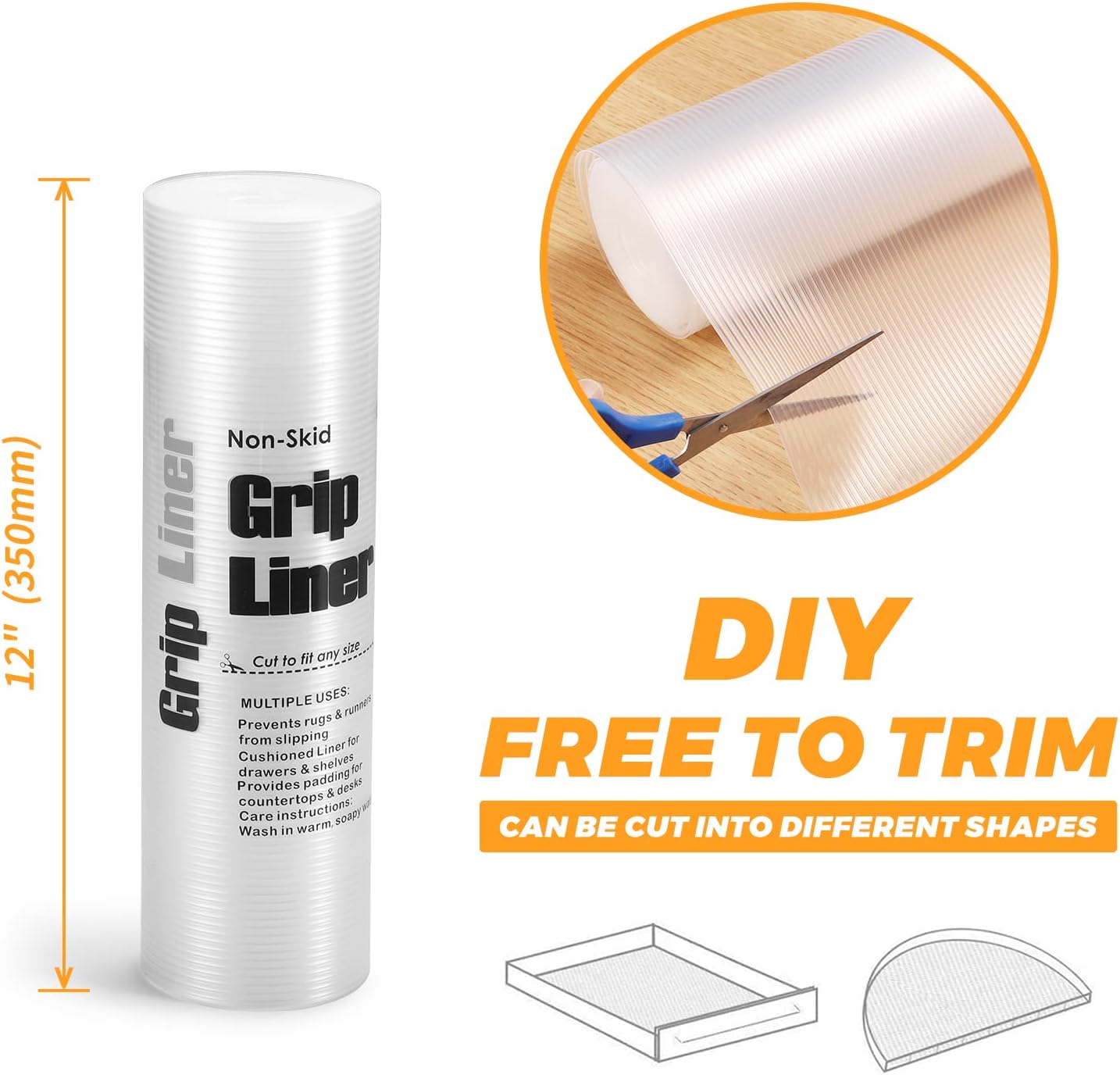 Glotoch 2 Rolls 12" X20 FT Non Adhesive Clear Shelf Liners for Kitchen Cabinets, Waterproof Drawer Liners for Kitchen, Non Slip Cabinet Liners for Shelves/Dresser/Refrigerator/Bathroom