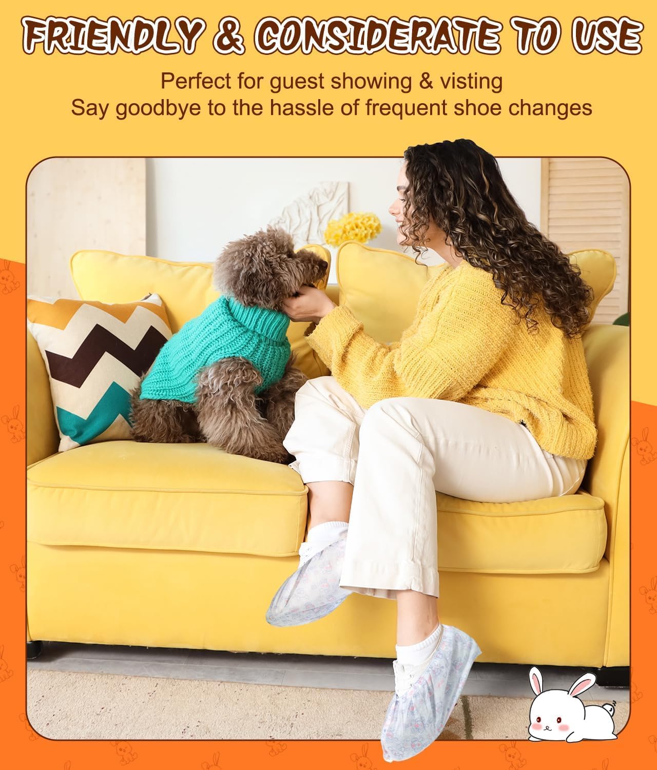 Disposable Shoe Covers 60 Pack - [Select: L/XL Size & Black/Gray/Cartoon] Non-Slip Boot Covers, Breathable Non-Woven Fabric, Fits up to Men's 13, Protect Floors for Home, Work, Parties