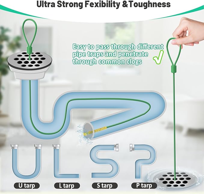 Kelly's Collection 30 Inch Drain Snake Hair Drain Clog Remover, Unbreakable Metal Sink Snake Drain Hair Removal Tool, Long/Flexible/Thin Drain Cleaner Tool to Unclog Bathroom Sink, Tub, Shower(5 Pack)