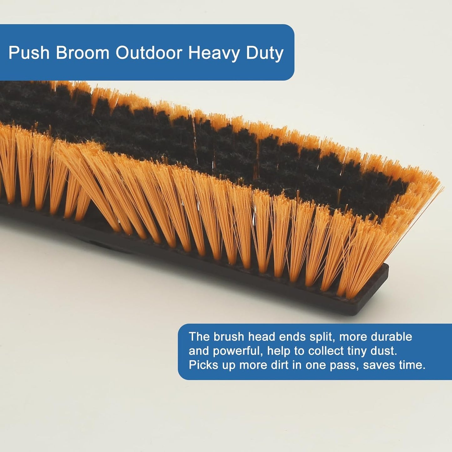 PBHEPJ 18 Inchs Push Broom Outdoor Heavy Duty, Shop Broom with 60" Long Bandle for Cleaning Outdoor or Indoor Tile, Garage, Shop, Deck, Concrete, Wood, Stone, Patio Floor, 2 Pack