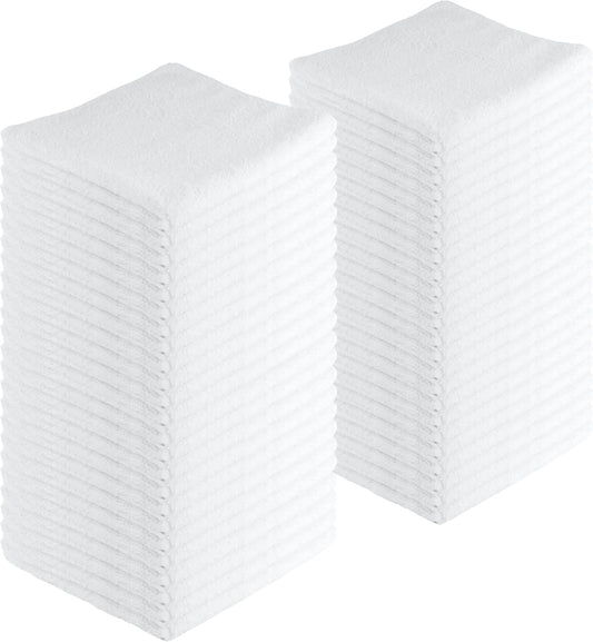 Microfiber Cleaning Cloths,120 Pack, 16"x16", All-Purpose, Softer, Highly Absorbent, Lint-Free, Reusable, Washable Pro Towels, White, for House, Kitchen, Bathroom, Car, Office