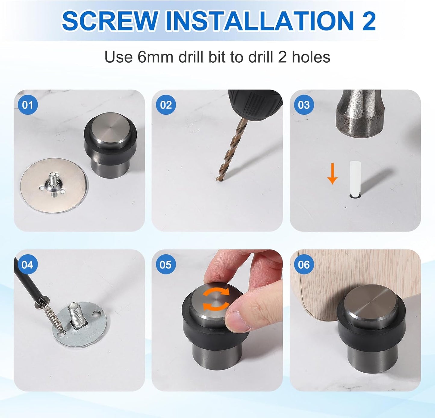 PATIKIL 3Set Round Door Stoppers, 80mm Stainless Steel Door Stop Doorstop Wedge Metal Cylinder Self Adhesive with Screw for Bottom of Door Floor Inside, Copper Tone
