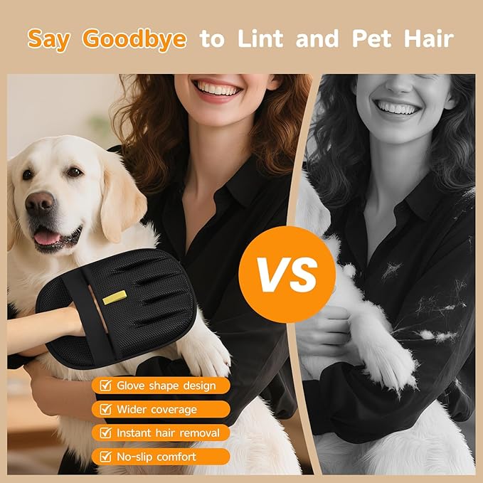 Pet Hair Removal, 2025 Newly Upgraded Five-Finger Electrostatic Pet Hair Removal Glove, Reusable Cat & Dog Hair Remover Tool for Clothing, Couch, Furniture, Carpet, Car Seat, Cat Grooming Glove -1 PCS