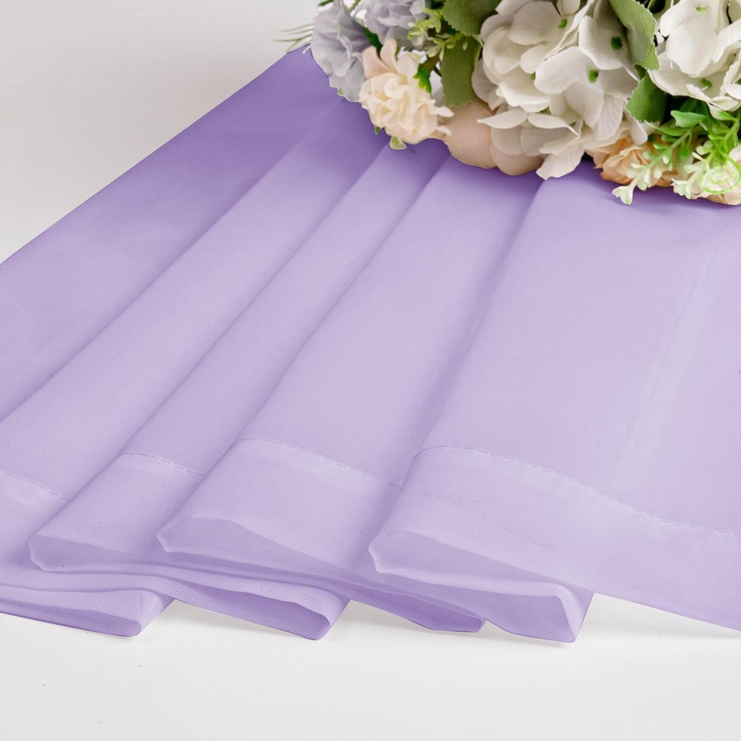 Chyhomenyc Sheer Valances for Windows 2 Pack, Small Window Curtains for Living Room Bathroom Cafe Laundry Basement, Modern Top Dual Rod Pocket Voile Curtain, 42W x 18L inches, Lilac