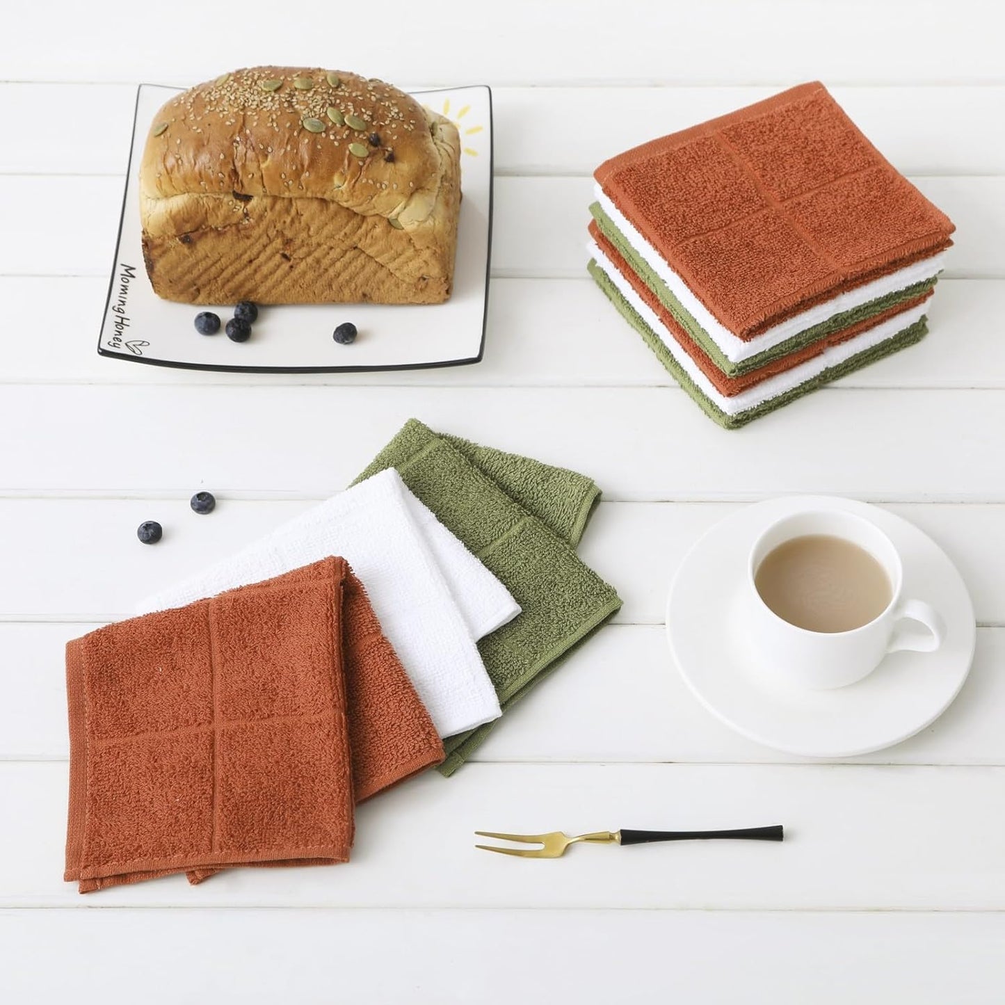 Glynniss Dishcloths Kitchen Highly Absorbent Dish Rags 100% Cotton Dish Cloths for Washing Dishes, Cleaning