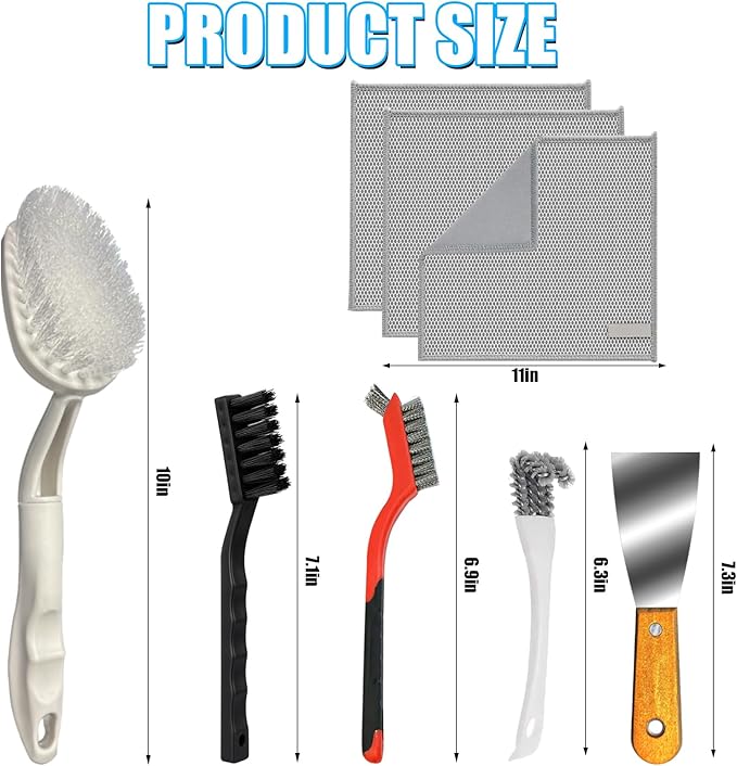 Fryer Cleaning Tools Set,Deep Fryer with Basket Cleaner Brush,Fryer Accessories（9 Pcs）