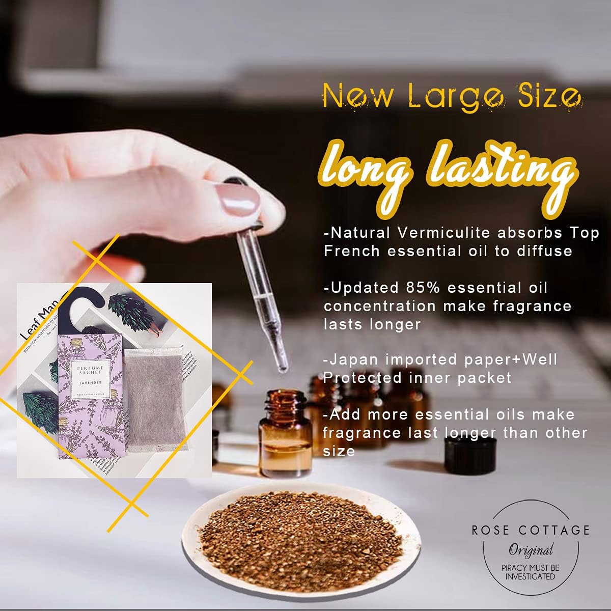 ROSE COTTAGE Large 12 Packs Jasmine Hanging Closet Deodorizer Air Freshener Long Lasting Scented Sachets Smell Goods for House