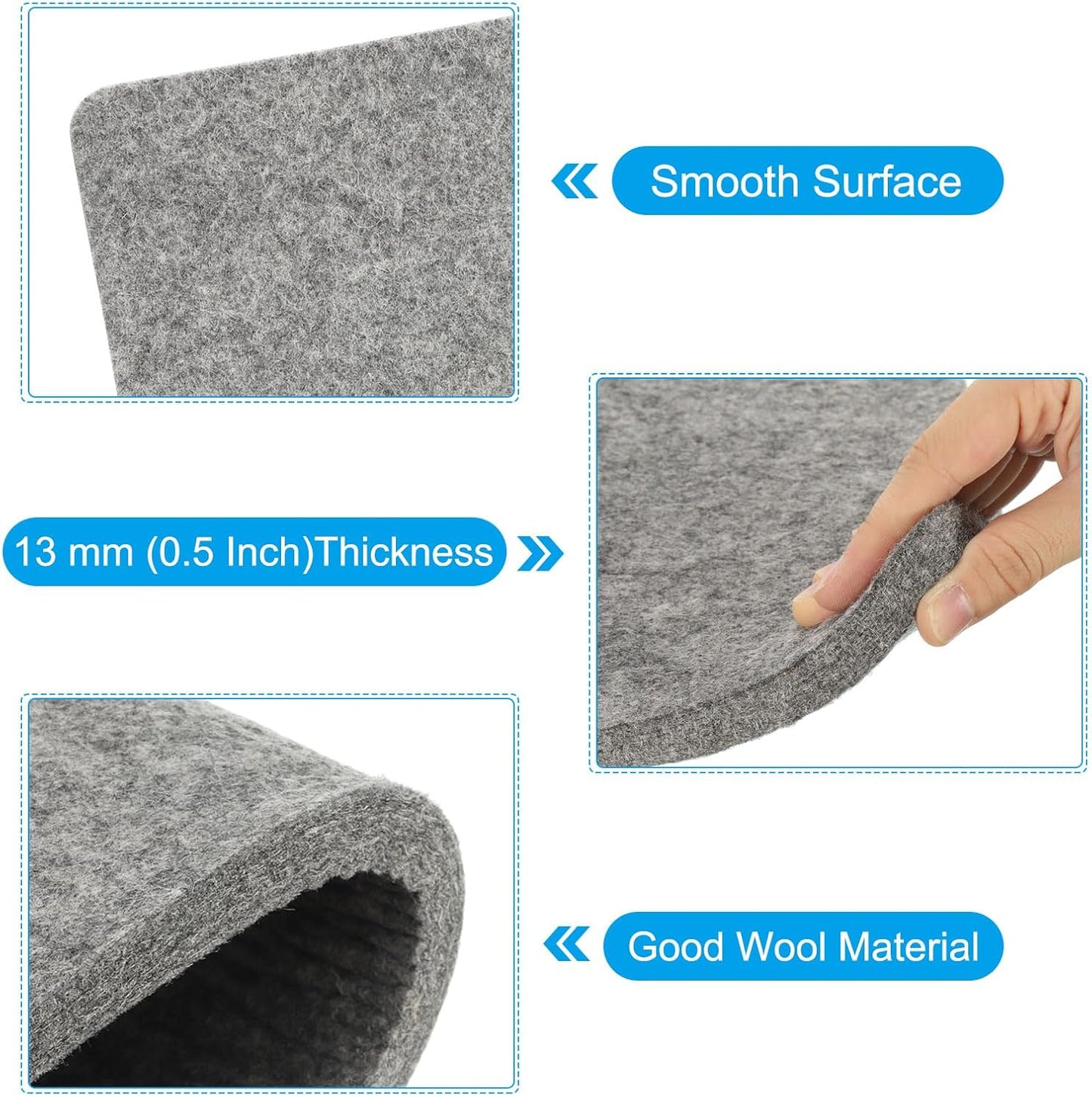 PATIKIL Wool Pressing Mat, 14" x 13" Wool Ironing Pad Blanket 0.5" Thickened Heat Resistant Quilting Ironing Pad for Quilters Sewing Craft, Grey