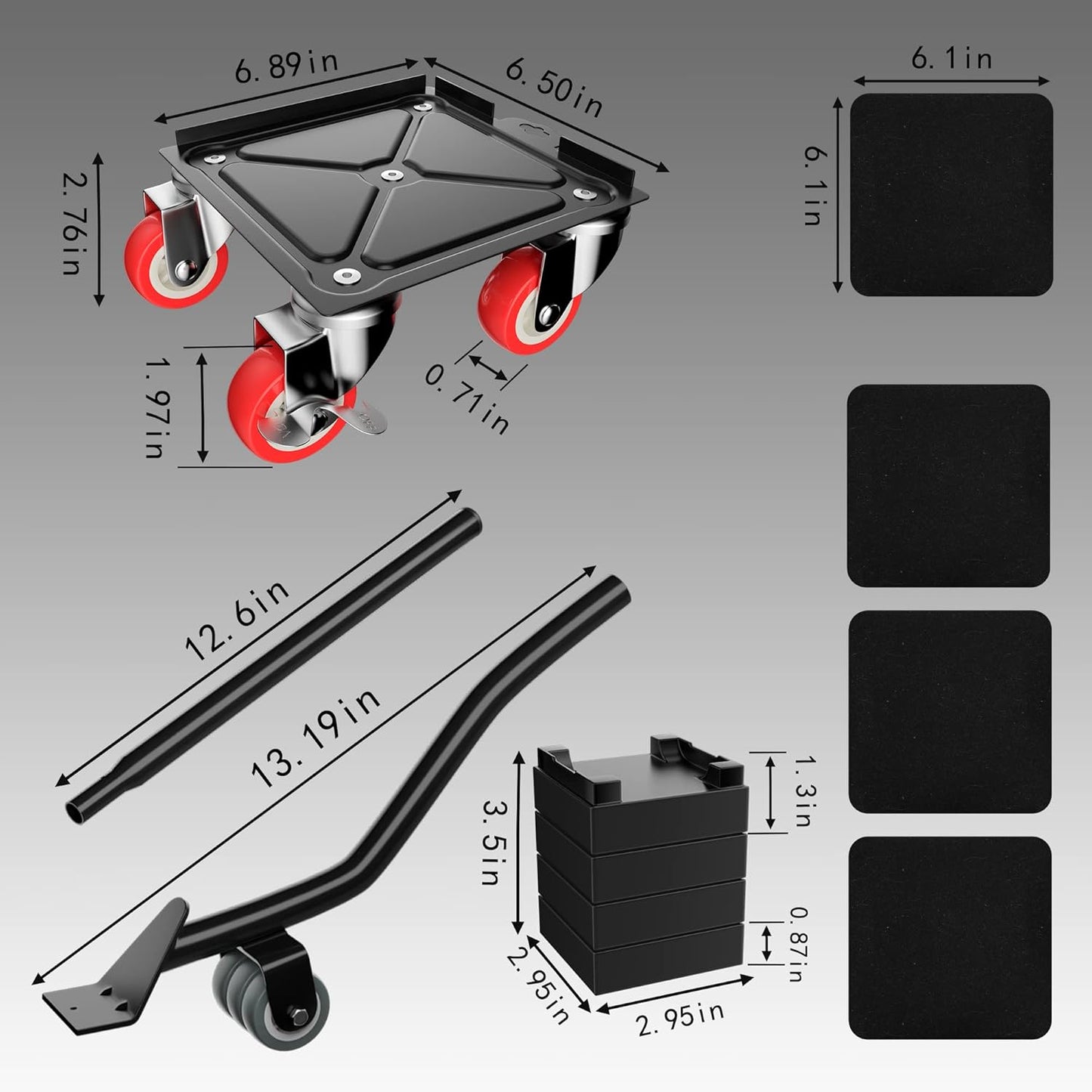 【Upgrade Large】 Furniture Dolly,Furniture Movers with 5 Wheels,Carbon Steel Panel Heavy Duty Dolly,Furniture Lifter with 5 360° Rotatable Rubber Universal Wheels,Maximum Load 3474LBS