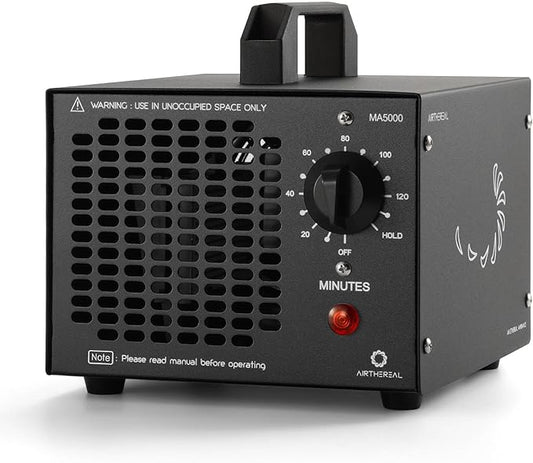 Airthereal MA5000 Commercial Ozone Generator, High Capacity Ozone Machine Odor Removal - Home Air Ionizers O3 Deodorizer for Rooms, Smoke, Cars and Pets, Eliminate Odors up to 2000sq.ft., Black