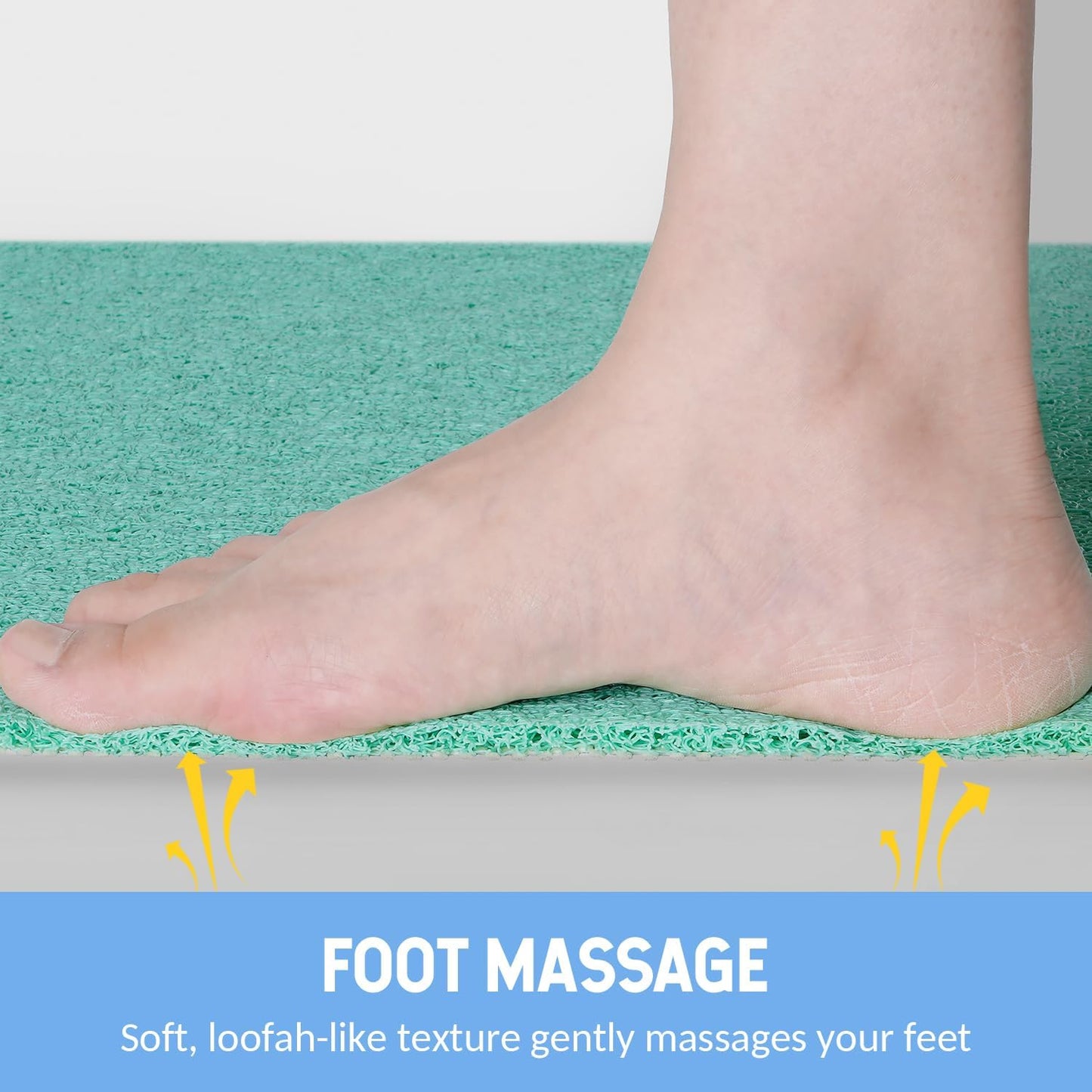 Non-Slip Bathtub Mat, Anti Slip Shower Mat, Fast Drying Bathtub Mats, Foot Scrubber Mat, Anti Slip Mat for Tub, Floor, Bathroom, Kitchen, Home, Hotel (Light Green 24"×16")