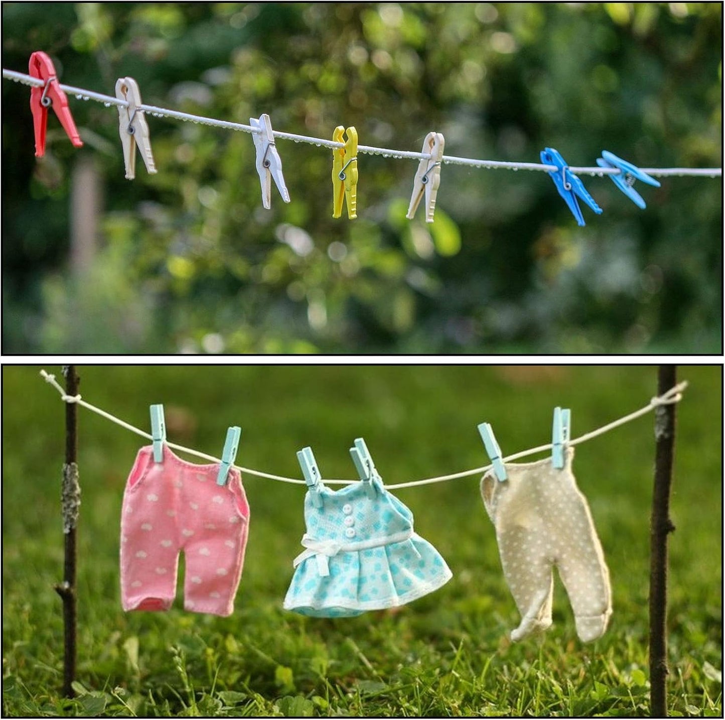 164 Feet 1/4 Inch White Natural Cotton Rope, Cotton Clothesline Rope, All-Purpose Craft Rope for Clothes Hanger, Garden Flower Potted Plants, Laundry Line Dryer, 1 Solid Rope