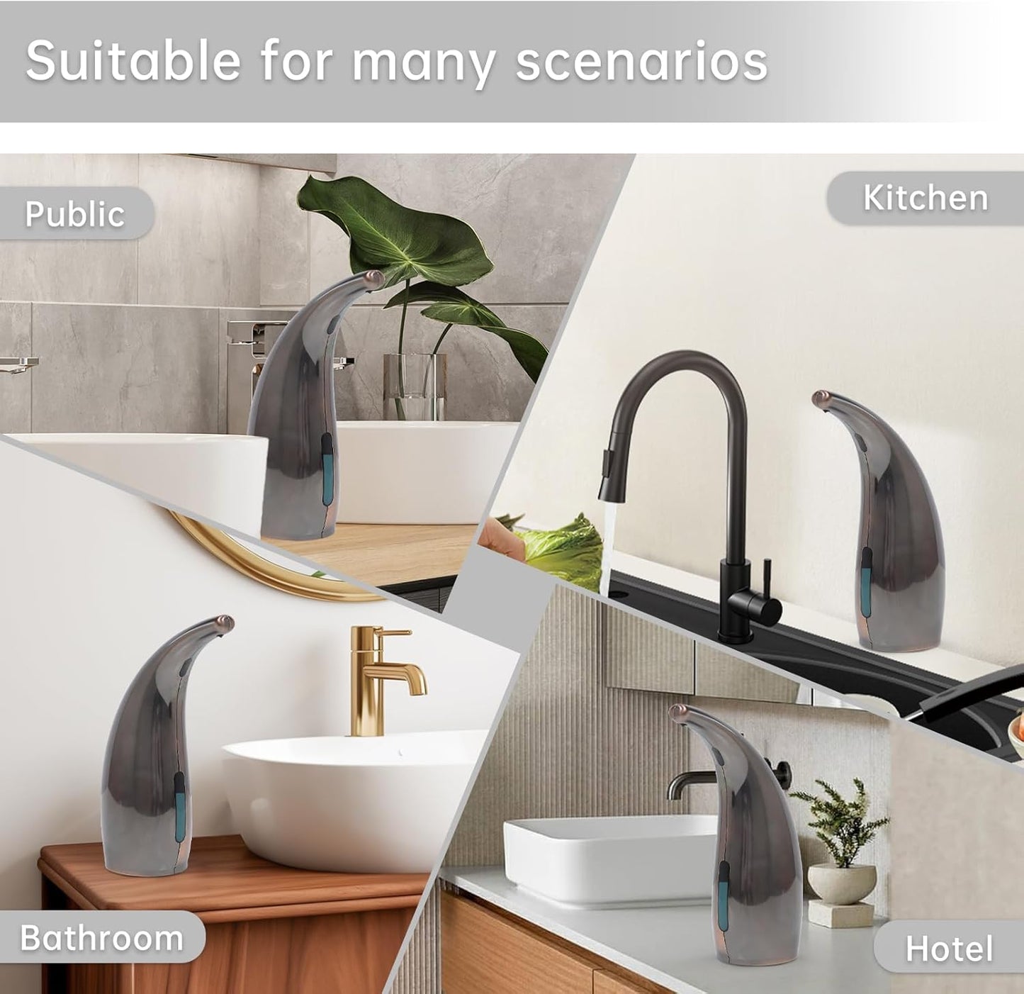 Automatic Liquid Soap Dispenser,300ML Touchless 4 Gear Adjustable, Countertop Electric Battery Operated Hand Soap Dispenser with Sensor for Bathroom,Kitchen,Office（Red Copper）